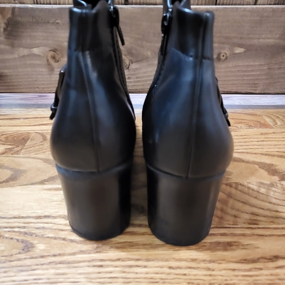 Liz Flex by Liz Claiborne Propose Zip Black Feux Leather Ankle Boots Women’s 9M - Picture 5 of 8